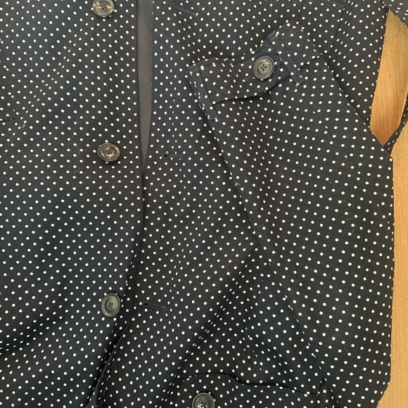 London Fog Navy Polka Dot Cotton and Spandex Trench Like / Rain Coat 🧥 - Picture 5 of 11